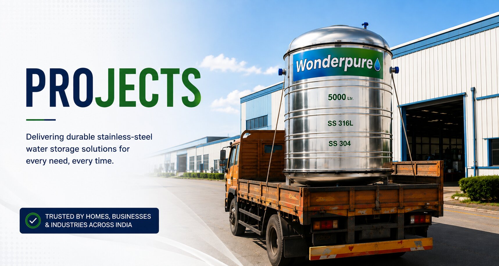 Wonderpure Stainless Steel Domestic Overhead Water Tanks - Best in India
